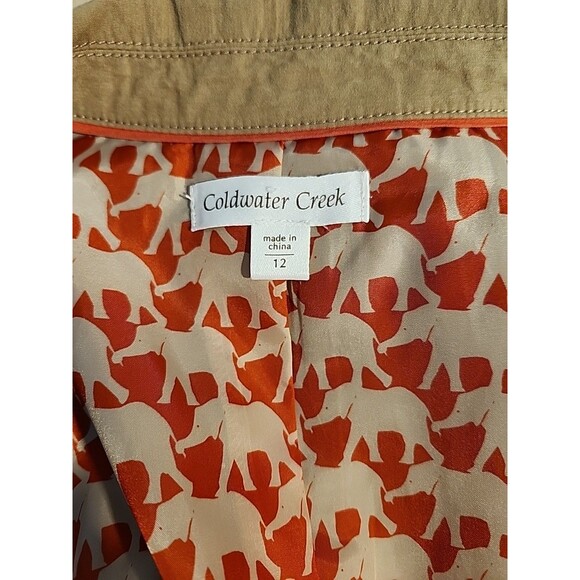 Coldwater Creek Coat – Tan Safari Field Jacket Trench Style Size 12 Large - Picture 7 of 10